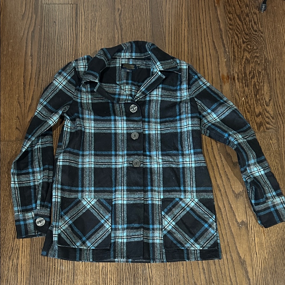 Pendleton Black & Blue Plaid 49er button up jacket like new S